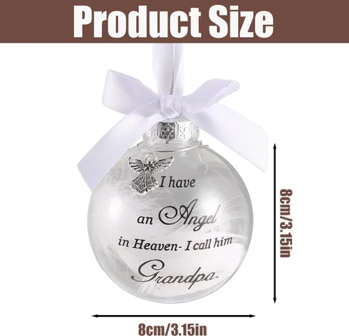 Miniatura 3 de Adornos Conmemorativos de Navidad Bola de Plumas Transparente, Bola de Impresión Boca Abajo 8cm/3.15'' Regalo de Duelo y Condolencia por la Pérdida