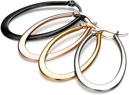 Miniatura 3 de Jstyle 4 Pairs a Set Stainless Steel Teardrop Hoop Earrings for Womens
