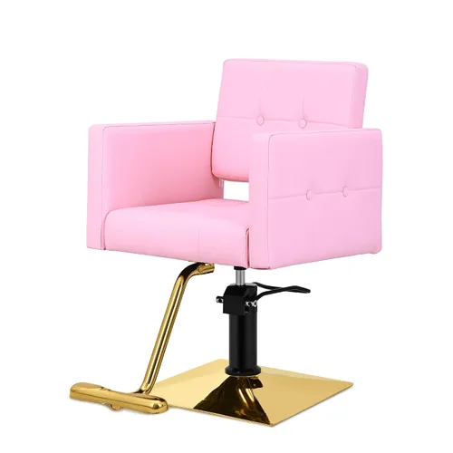 Miniatura 11 de Silla de salón rosa para estilista, silla de peluquería hidráulica ajustable en altura giratoria de 360 grados, sillón de peluquería para mujer