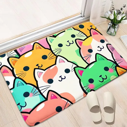 Miniatura 2 de Alfombra de gato para habitación de niñas, diseño de dibujos animados, decoración para dormitorio, bonita alfombra de área de gatos, alfombras