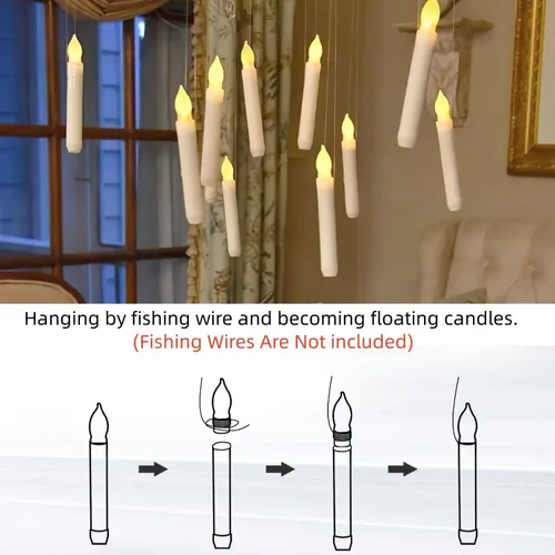 Miniatura 3 de Homemory - 12 velas cónicas LED sin llama, candelabros operados con pilas con llama parpadeante amarilla cálida, sin control remoto, 0.79 x 6.5