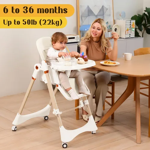 Miniatura 7 de Silla alta convertible 6 en 1 con balancín Silla alta de bebé para recién nacidos a niños pequeños (0-3 años) Ajustable, plegable y fácil