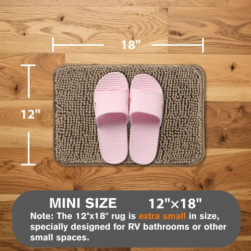 Miniatura 554 de Alfombra de baño pequeña de 12 x 18 pulgadas, lavable y absorbente, antideslizante, alfombra de baño de felpilla gruesa y suave para baño, ducha