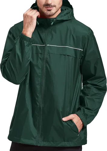 SWISSWELL Chaqueta impermeable para hombre, rompevientos, ligera con capucha para uso diario casual
