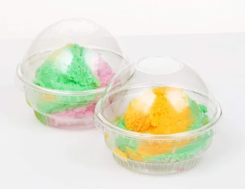Miniatura 6 de Golden Apple, 101ml-30 juegos de vasos de plástico transparente para helado, cuenco para aperitivos con tapas de cúpula sin agujero