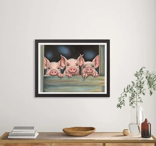 Miniatura 4 de Kaliosy Kits de arte de diamantes 5D para adultos, kits de cerdo por números, pintura de diamantes de animales para bricolaje, taladro completo