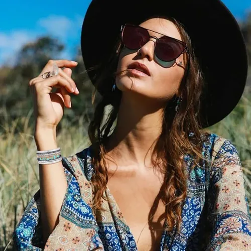 Miniatura 2 de HUASAI Pulsera bohemia de piel sintética para mujer, joyería de turquesa occidental multicapa