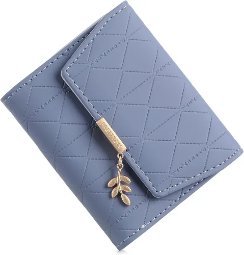 Miniatura 15 de RNIEGA Cartera pequeña de cuero para mujer, con bloqueo RFID, tarjetero compacto con cremallera y bolsillo para monedas con ventana de identificación