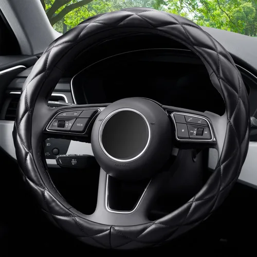 Miniatura 7 de YHONGJT - Funda de cuero de microfibra suave para volante, tamaño universal de 15 pulgadas, para mujeres y niñas, apta para vehículos, sedanes, SUV