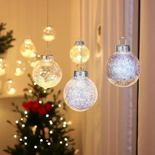 Miniatura 2 de 24 unidades - Adornos de bolas de Navidad de plástico transparente inastillable colgantes con bolas delicadas decorativas