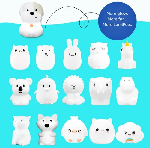 Miniatura 8 de Lumipets Pepper The Puppy Dog - Luz nocturna de silicona blanda para niños Bonita luz nocturna con control remoto y control táctil