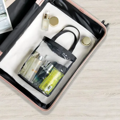 Miniatura 5 de Bolsas de maquillaje transparentes, bolsa de aseo aprobada por la TSA para viajes, bolsa de viaje transparente para artículos de tocador