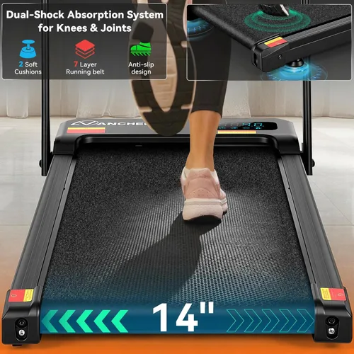 Miniatura 9 de ANCHEER Cinta de correr con inclinación – Plegable debajo del escritorio/Capacidad máxima de 300 libras – Cinta de correr eléctrica compacta