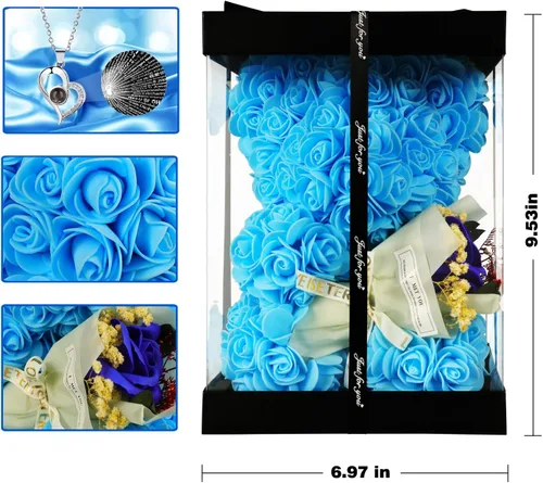 Miniatura 7 de Regalos de San Valentín para ella, oso de rosas para mujer, ramo de cumpleaños de oso de peluche de rosas artificiales, regalo de rosas para el día