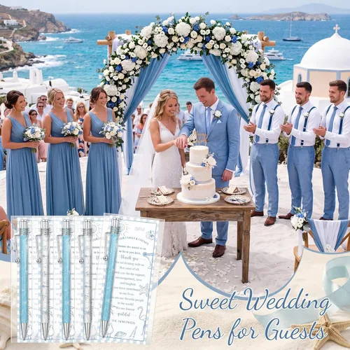 Miniatura 6 de Tenceur Juego de 30 bolígrafos retráctiles de tinta negra para invitados de boda en la playa, regalos de boda, regalos de boda, suministros
