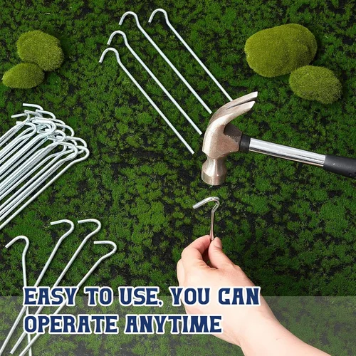 Miniatura 5 de Blulu 100 estacas de metal resistentes de 7 pulgadas, estacas galvanizadas de metal para tienda de campaña, estacas de jardín para jardín, valla
