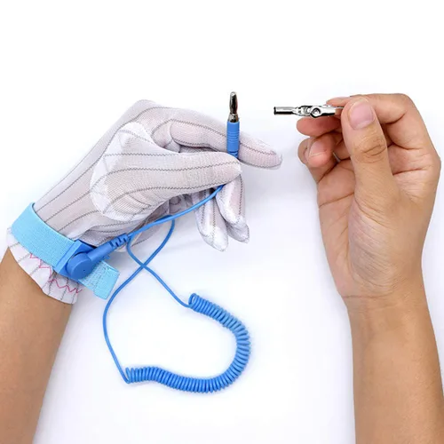 Miniatura 3 de Correa de muñeca antiestática, pulsera ESD ajustable con clip de cocodrilo de alambre de conexión a tierra, para trabajar en dispositivos