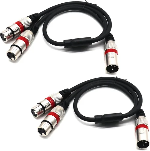 Miniatura 14 de Cable divisor XLR hembra a macho dual de 3 pines y cable de parche en Y para micrófono, adaptador de audio equilibrado (50CM)