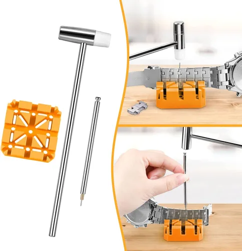 Miniatura 5 de JOREST Herramienta de extracción de eslabones de reloj, kit de herramientas de correa de reloj, kit de reparación para ajuste, reemplazo y cambio