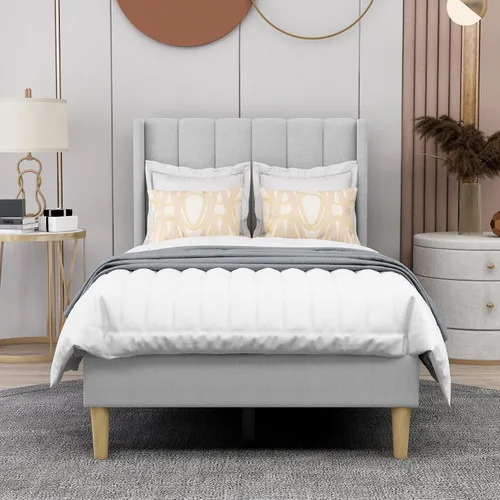 Miniatura 22 de AGARTT Marco de Cama Plataforma Tapizada Tamaño Queen con Cabecero y Pie de Cama/Soporte de Listones de Madera/No Necesita Somier/Fácil Montaje
