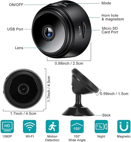 Miniatura 2 de Spy Focus Mini cámara de seguridad magnética paquete de 3 mini cámara de vigilancia WiFi inalámbrica pequeña cámara de seguridad para el hogar