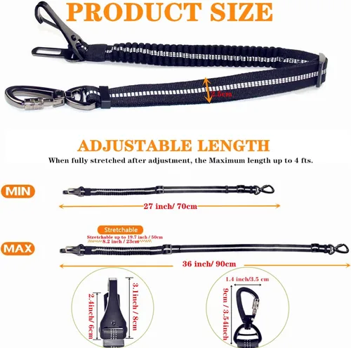 Miniatura 4 de Cinturón de seguridad para perro, cinturón de seguridad ajustable para perro, correa de cinturón de seguridad 3 en 1, cinturón de seguridad