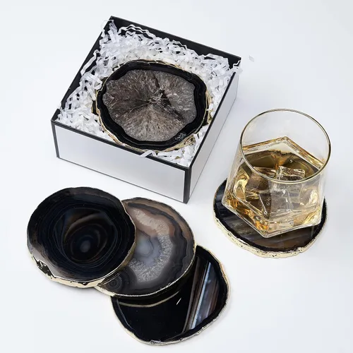 Miniatura 3 de Posavasos de Ágata Geode para Bebidas con Piedra Natural de Gema, Posavasos de Ágata en Rodajas para Tazas y Alfombrilla de Copa para Decoración