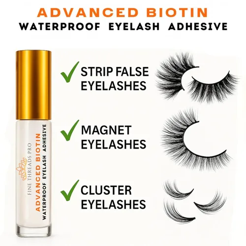 Miniatura 6 de Advanced Biotin - Pegamento de pestañas transparentes para ojos sensibles, seguro, sin látex, hipoalergénico, fuerte sujeción, pegamento de pestañas
