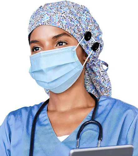 Miniatura 26 de Gorro de trabajo forrado de satén con botón para mujeres de cabello largo