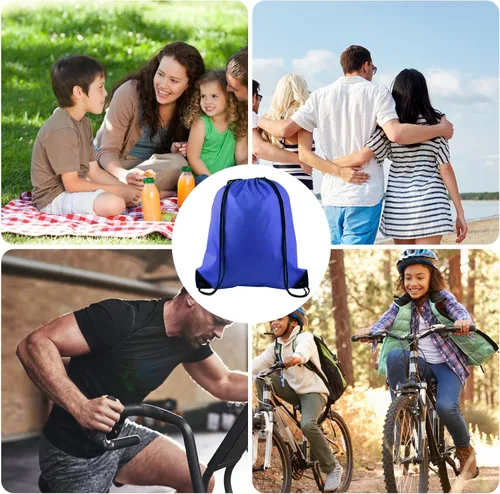 Miniatura 6 de KUUQA Mochila con cordón, bolsa de almacenamiento para escuela, gimnasio, viajes, Azul, Viajar