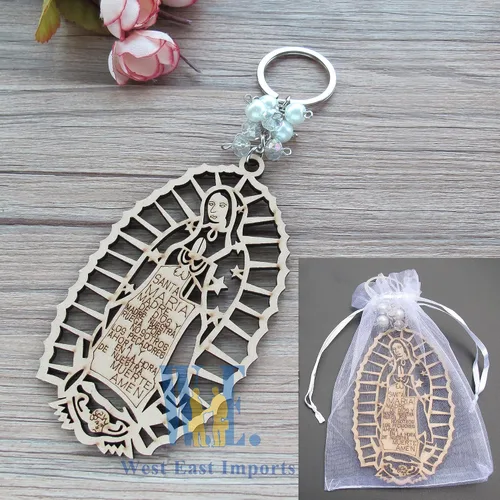 Miniatura 6 de 12 llaveros de Nuestra Señora de Guadalupe con bolsas de regalo Bautizo Recuerdo Marrón, Marrón