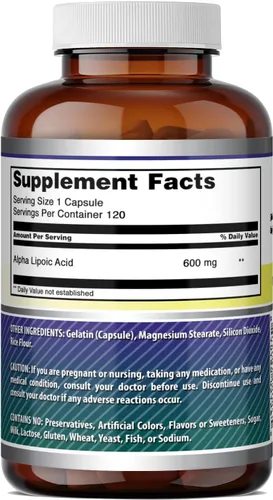 Miniatura 5 de Amazing Formulas - Ácido alfa lipoico Suplemento de 600 mg por porción, cápsulas, sin OMG, sin gluten, fabricado en Estados Unidos