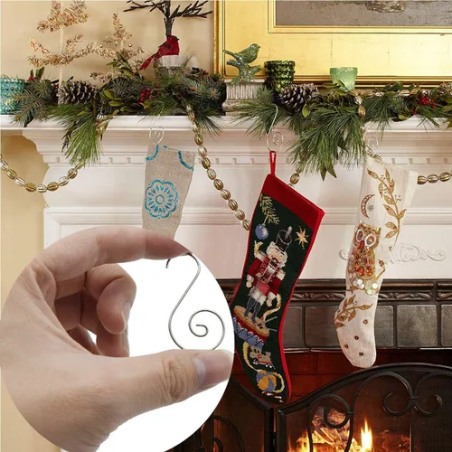 Miniatura 4 de 120 piezas de ganchos para adornos de Navidad, gancho para adornos de árbol de Navidad, gancho de alambre de metal para colgar para árbol de plateado