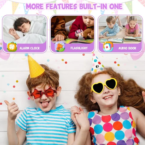 Miniatura 6 de Reloj inteligente para niños de 3 a 12 años y niñas, 26 juegos de rompecabezas, reloj inteligente con cámara, podómetro, cronómetro, reproductor