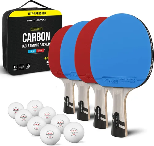 PRO-SPIN Palas de ping pong - Raquetes de tenis de mesa de nivel profesional con fibra de carbono para un control superior | Lámina de 7 capas, goma
