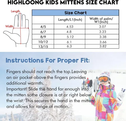 Miniatura 6 de HighLoong - Guantes de esquí y snowboard para niños, impermeables, transpirables, con forro Thinsulate, guantes de invierno para niños y niñas