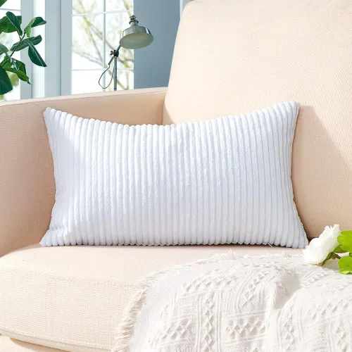 Miniatura 225 de Artscope Fundas de Almohada de Pana a Rayas Acogedoras Súper Suaves Decorativas Cuadradas Fundas de Cojín para Sofá Sillón Dormitorio Decoración