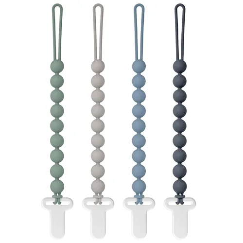 Clips para chupete de silicona, paquete de 4 clips para chupete con elegante diseño redondo, 100% silicona de grado alimenticio, esenciales seguros