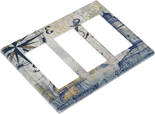 Miniatura 3 de Cubiertas de Enchufe Dúplex de 1 Gang con Hojas Florales de Eucalipto Azul en Acuarela, Placa Frontal Decorativa para Interruptor de Luz, Placa