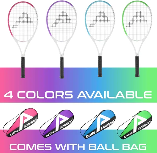 Miniatura 5 de AMA SPORT Adult Tennis Racket - Pre-Strung Light Balance 27 inch Tennis Racquet for Women and Men Grip Size 2-4 1/4