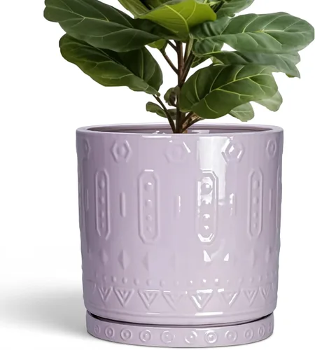 Miniatura 16 de Maceta de Cerámica Eightpot - Maceta de 20 cm para Interior con Agujeros de Drenaje y Platillo, Maceta Redonda para Exterior, Maceta Moderna de Azul