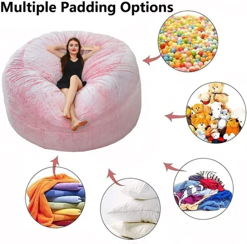 Miniatura 4 de NAZARR Puf para adultos (sin relleno), silla de puf gigante, sillas de puf grandes, funda para silla puff grande, silla puff para adultos de 5 pies