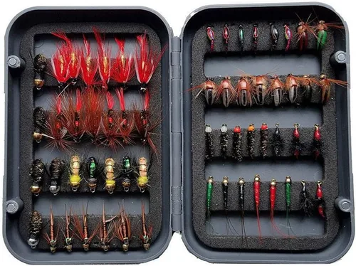 Miniatura 9 de Fly Fishing Flies Kit Trout Steelhead Salmon Bass Flies Assortment 32Pcs-148pcs Include Dry Wet Flies Nymphs Streamers Maggot, Fly Lure Set 24
