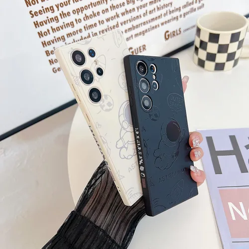 Miniatura 6 de Yonds Queen Funda ultra linda para Samsung Galaxy S22, diseño de astronauta de dibujos animados, diseño de cohete espacial, cubierta de parachoques