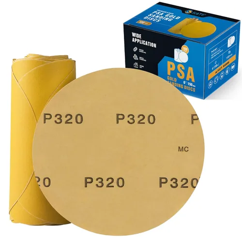 Miniatura 11 de S SATC 100 discos de lija PSA de 6 pulgadas, papel de lija con parte trasera adhesiva de grano 80 para taladro, papel de lija automotriz redondo