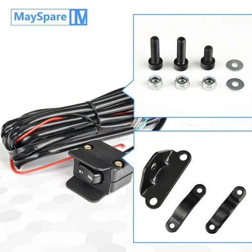 Miniatura 3 de MaySpare Interruptor de pulgar basculante de cabrestante de 12 V con soporte de montaje para kit de línea de control de manillar ATV UTV