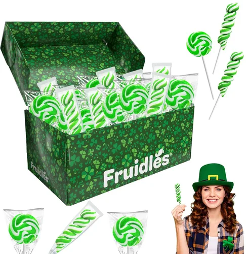 Miniatura 2 de Fruidles Paletas variadas de remolinos del día de San Patricio, caja de recuerdos de fiesta, envueltas individualmente (paquete de 24)
