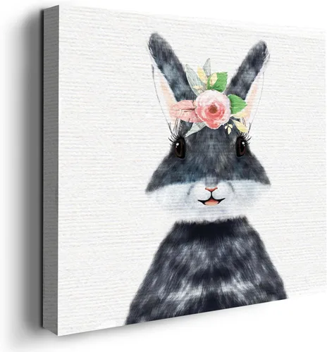 Mavis Print - Lienzo decorativo para pared con diseño de conejo/conejo, 36 x 36 pulgadas, decoración de pared de animales impresos en HD y marco de