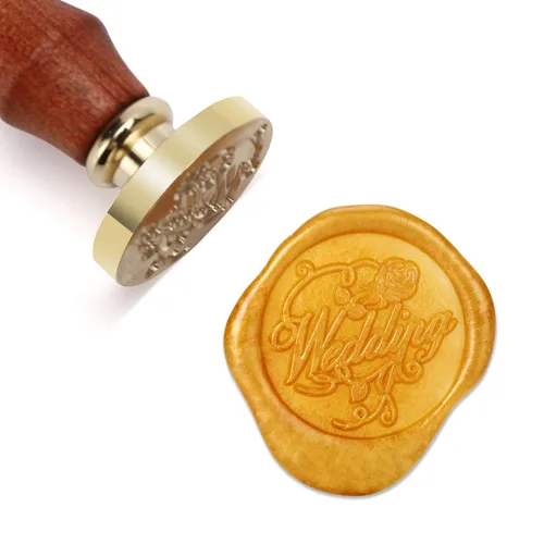 Miniatura 4 de Mceal Sello de cera, sello de latón con mango de madera, amor LOVE