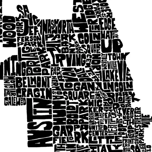 Miniatura 8 de Impresión del mapa del vecindario de Chicago, impresión firmada de mi arte original de mapa de tipografía de Chicago dibujado a mano